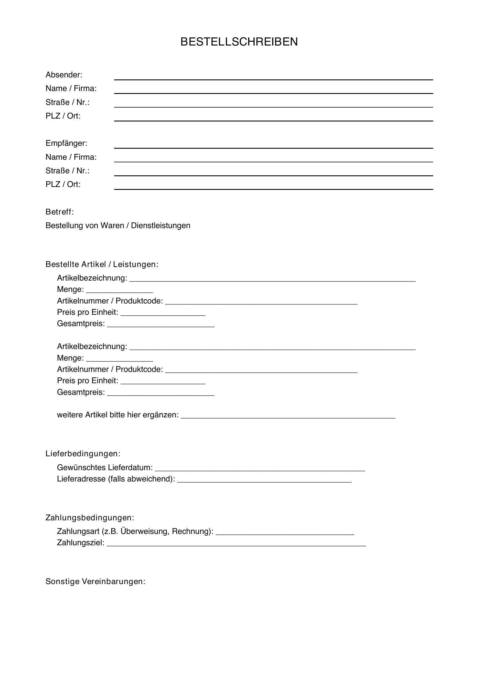 Bestellung Schreiben Muster Email