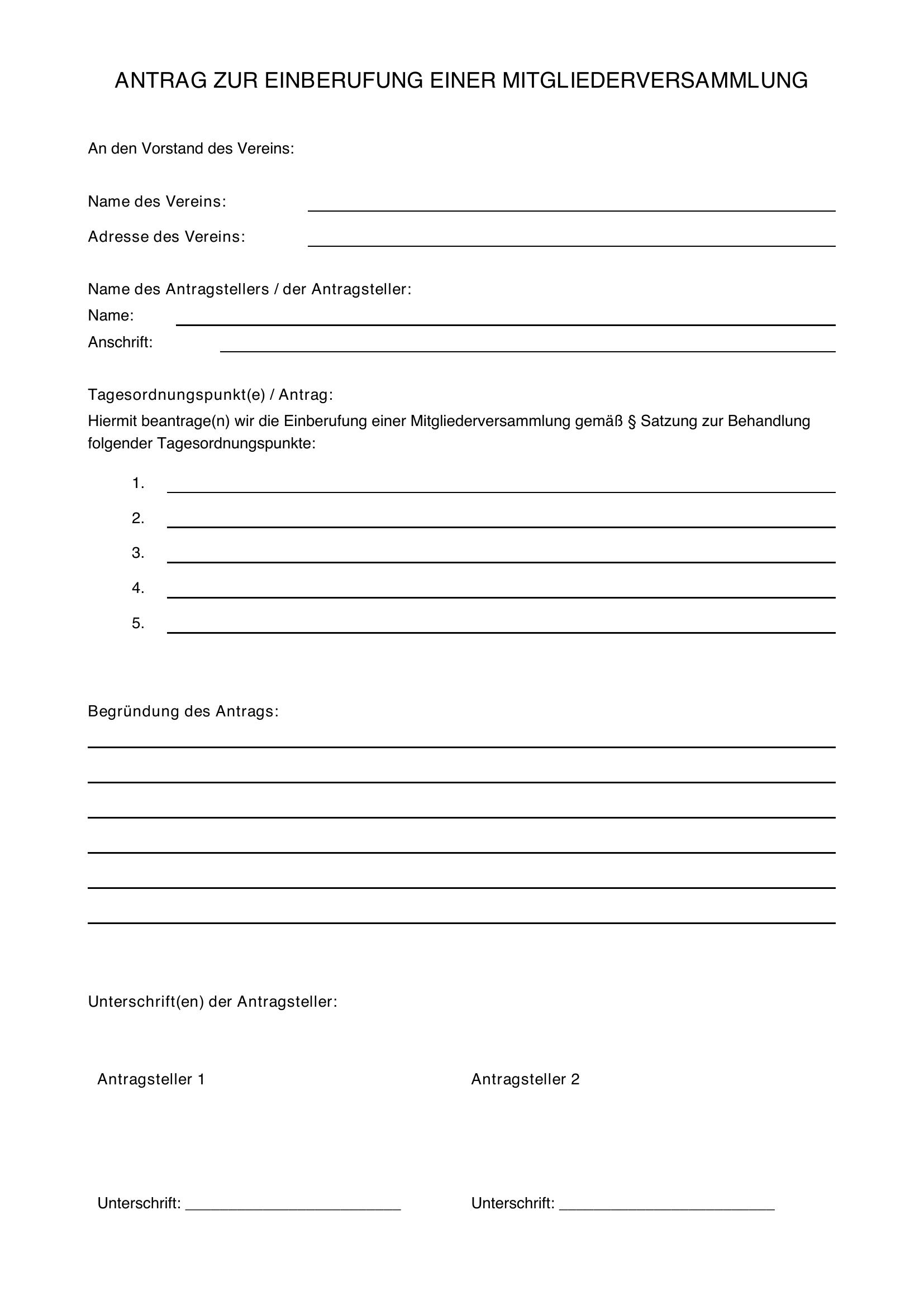 Formulierung Antrag Mitgliederversammlung