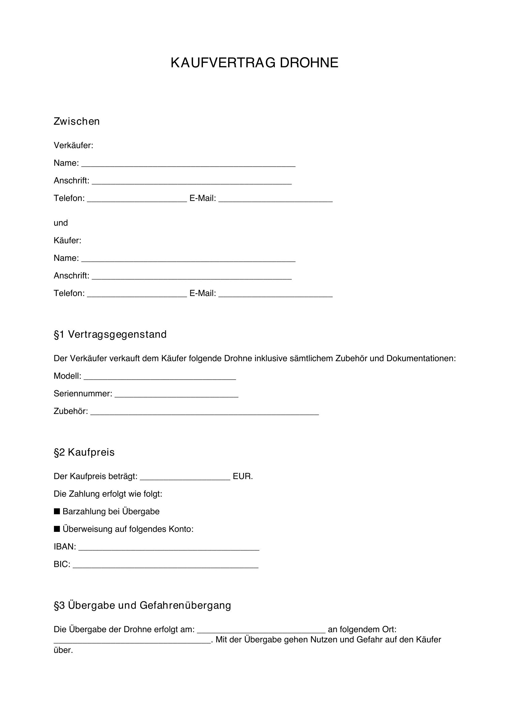 Kaufvertrag Drohne