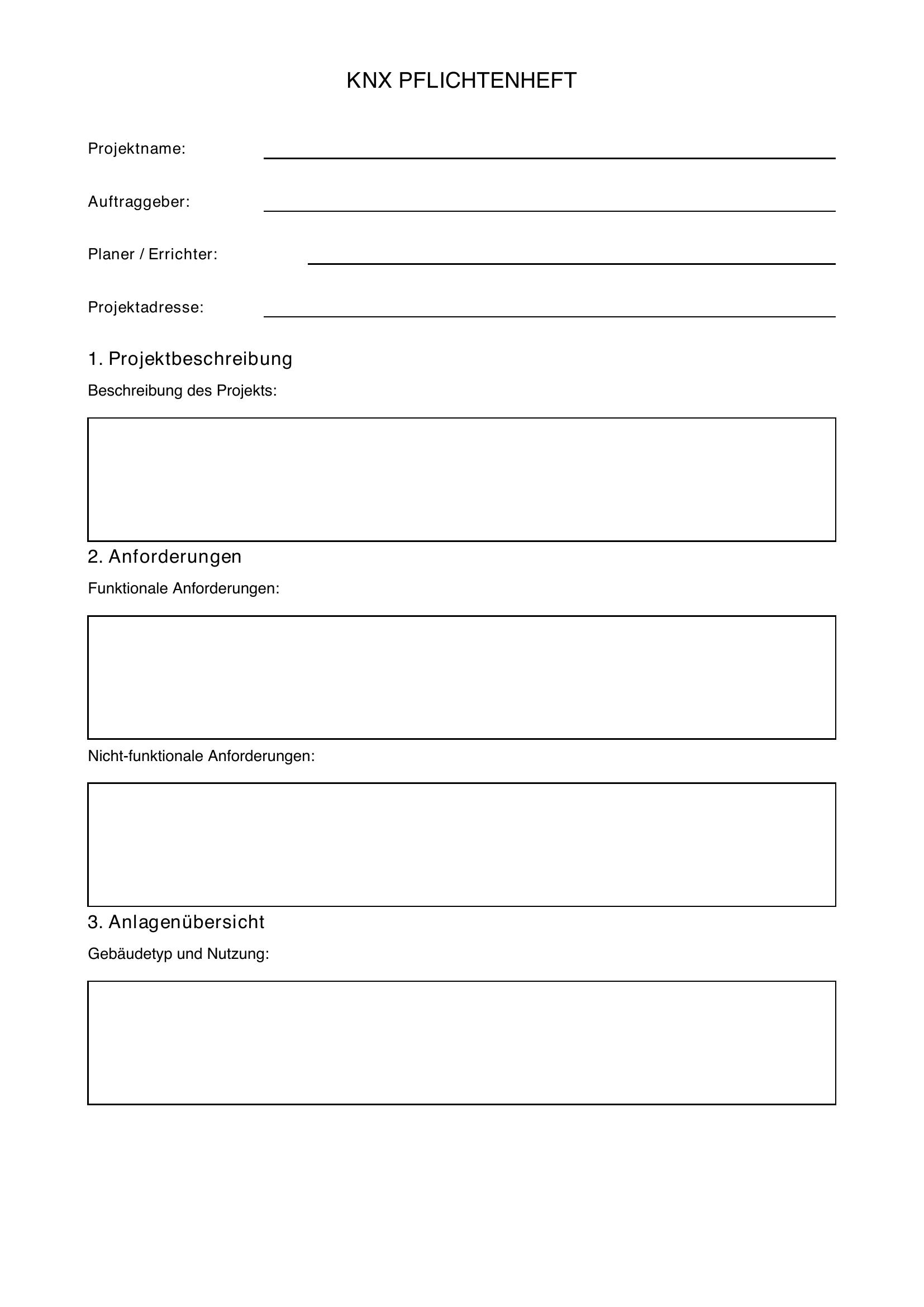 Knx Pflichtenheft