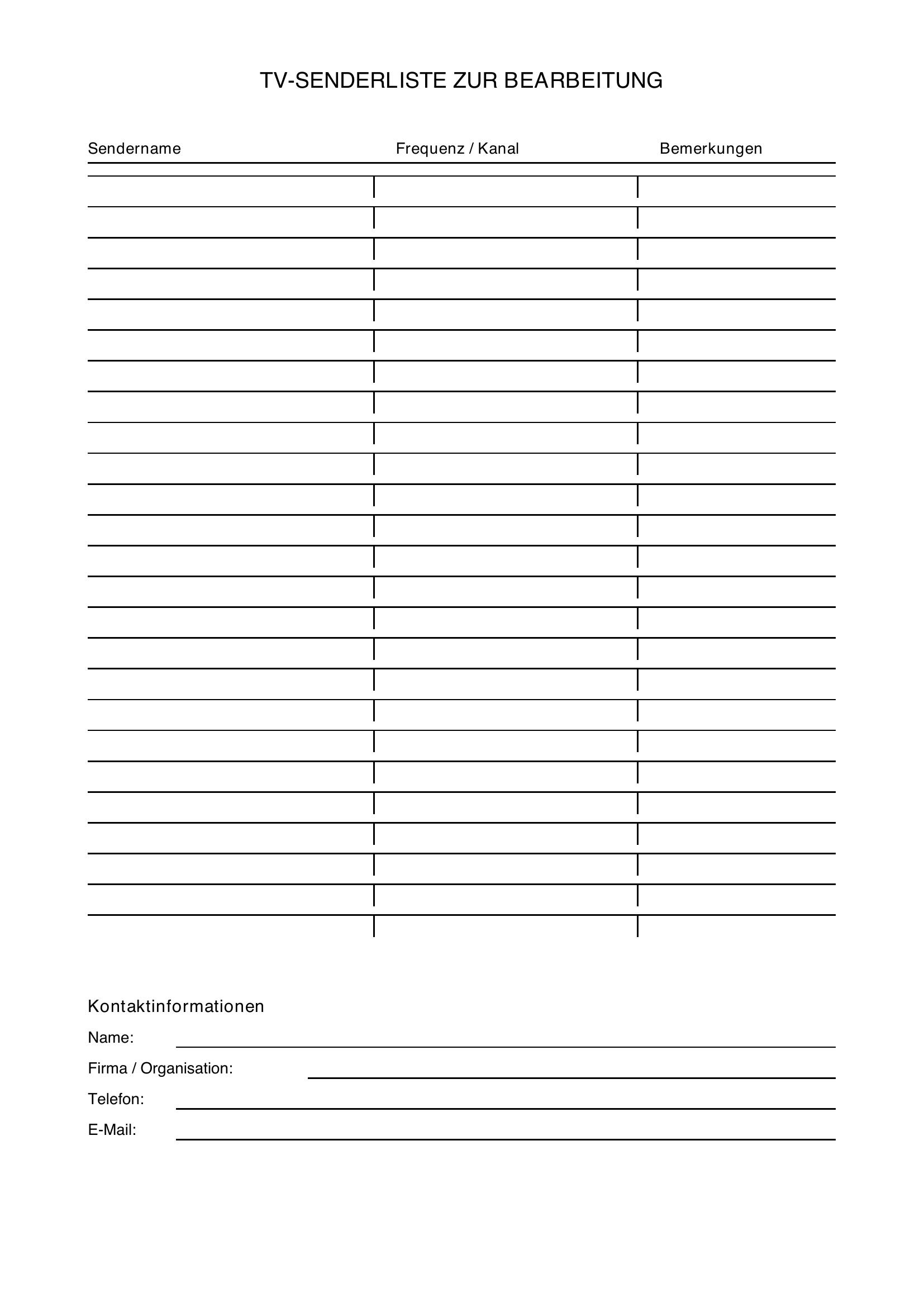 Tv Senderliste Zum Bearbeiten Und